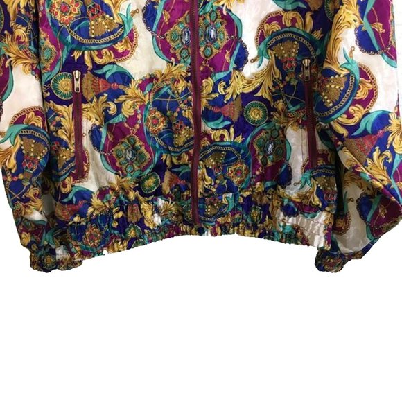 Vintage 80s 90s Clipper Bay Bomber Jacket Sz Large Jewel Print - Picture 5 of 6